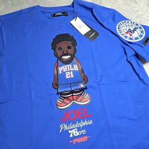 Pro Standard Joel Embiid 76ers Shirt Mens Large Blue NBA Philadelphia Patch New